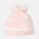 GIRL WINTER CAP PEACH POLKA DOT BOW